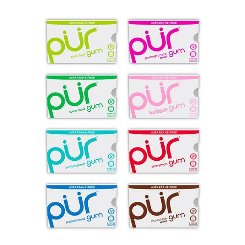 PUR Sugar Free Chewing Gum Variety Pack 8 Flavors Xylitol 9 Count Resealable - Picture 1 of 7