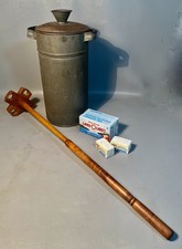 Primitive 1800s Butter Churner Shaker Tin Wit...