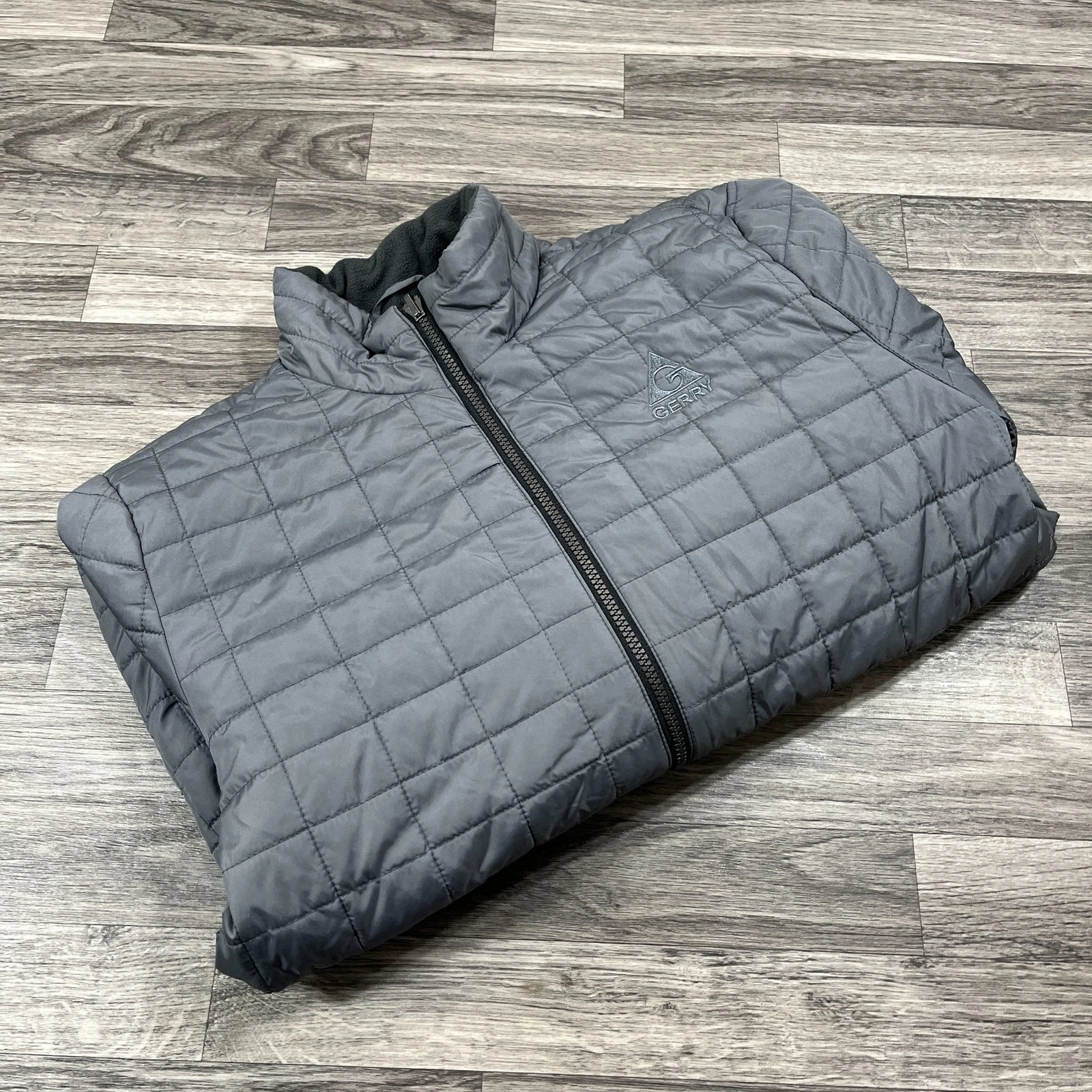 GERRY Full Zip Up Mock Neck Grey Quilted Insulated Puffer Jacket Men's Size M
