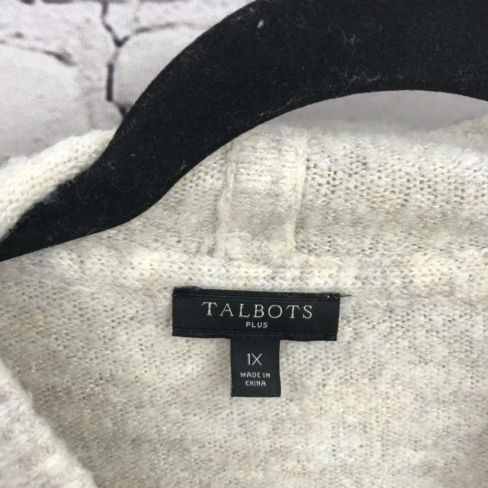 Talbots Top Womens 1X Beige Long Sleeve Casual Basic Blouse Sweater Hooded - Image 2 of 4