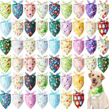 50 Pcs Easter Dog Bandanas Bulk Pet Kerchief Set Bibs Triangle Scarf Dog Band...