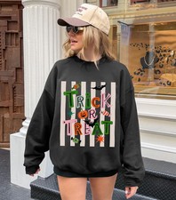 Striped Trick or Treat Halloween Sweatshirt