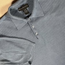 VTG Men  s Blue Silk Casual Short Sleeve Shirt Size XL