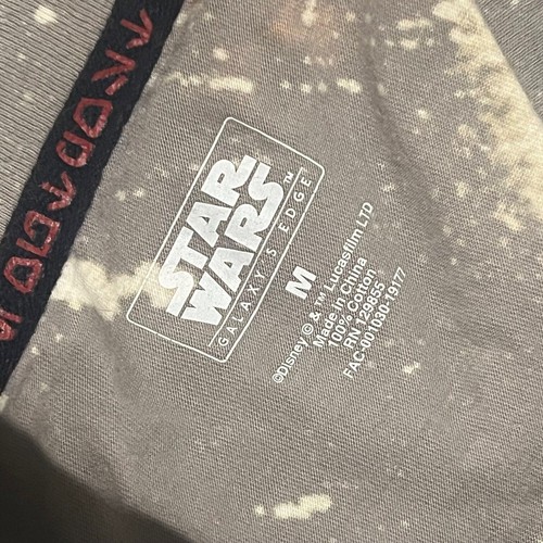 Disney Star Wars Galaxy Edge T Shirt Mens Medium Beige Gray Droid Depot Tye Dye - Picture 5 of 5
