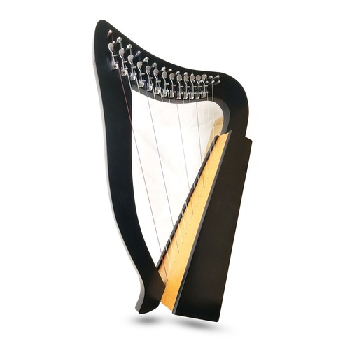 12 String Lever Harp Solid Rosewood Deco Polished Harp Free Tuning Key, Strings