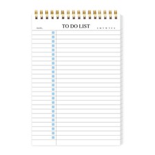 Spiral To Do List Notepad, Daily Checklist Planner, Office Use, Blue