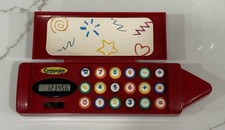 Crayola 2000 Vintage Red Pencil Box Calculator Functional, Tested