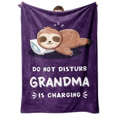 Funny Grandma Gifts Birthday Charging Sloth Throw Blanket 60x80 Inch Plush