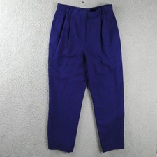 Vintage Carlisle Pants Womens 12 Purple Wool High Waist Pleated Tapered 80s 90s