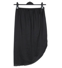 VTG VANITY FAIR Silky NYLON Black HIGH SIDE SLIT Lace Detail HALF SLIP Sz M