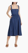 Reformation NWT Tagliatelle Denim Midi Dress Size 2