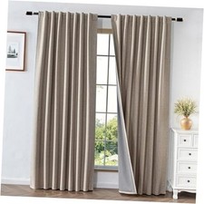 100 Blackout Curtains 52"W x 108"L Pack of 2 Back Tab Rod Pocket Linen