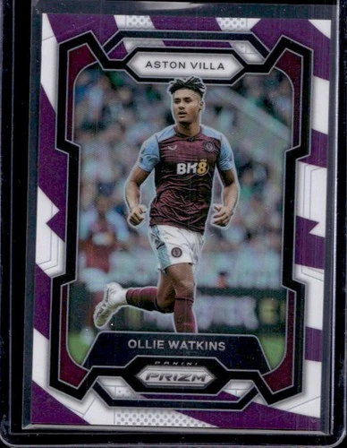 2023-24 Panini Prizm Premier League Ollie Watkins Purple and White Stripes #/92