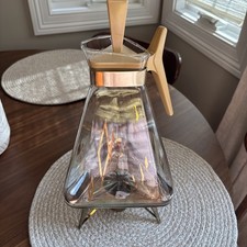 Vintage Inland Glass Atomic MCM Carafe Decanter Warmer Stand Tripod Complete set