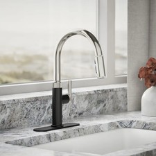 KOHLER Lathe Polished Nickel/Matte Black Pull-down Kitchen Faucet R31627-BSN
