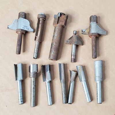 Vtg Craftsman & More Router Bits Lot Assorted Mixed Woodworking Tools Straight