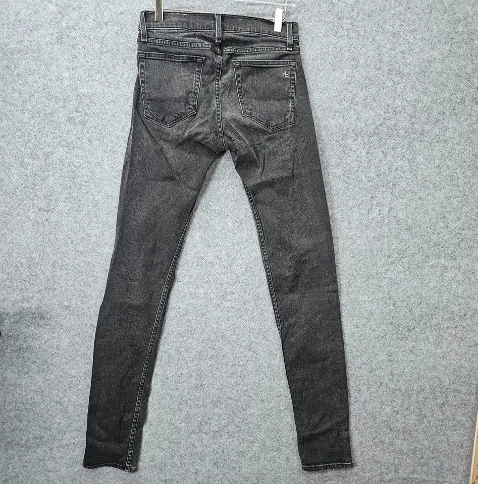 RAG BONE Jeans Women 30 Black Fit Skinny Button Fly Distressed Rocker Tall 28x33 - Image 2 of 4
