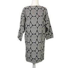 Vintage Grey and Cream Swirl Print Cotton Mini Dress M