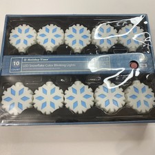 Holiday Time 10 Snowflake LED Dancing Lights Green Wire Battery Operated Indoor