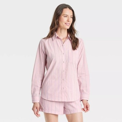 Universal Thread Women's Pink Blue Striped Collared Button-Up Shirt Size XS