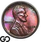 1935 Lincoln Cent Wheat Penny, Stellar Color! Gem BU++