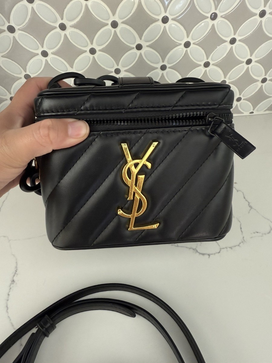 VANITY BAG／black YSL Yves Saint Laurent Parfums Black Faux Leather Bag Travel
