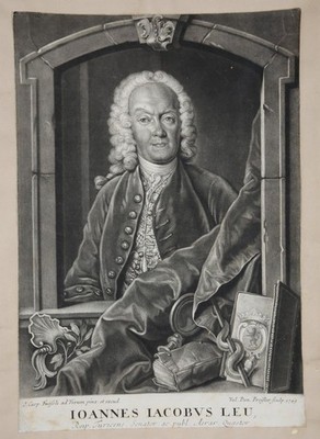 Johannes Jacob Leu Bürgermeister Zürich 1759 Portrait Preissler n. Füssli 1749