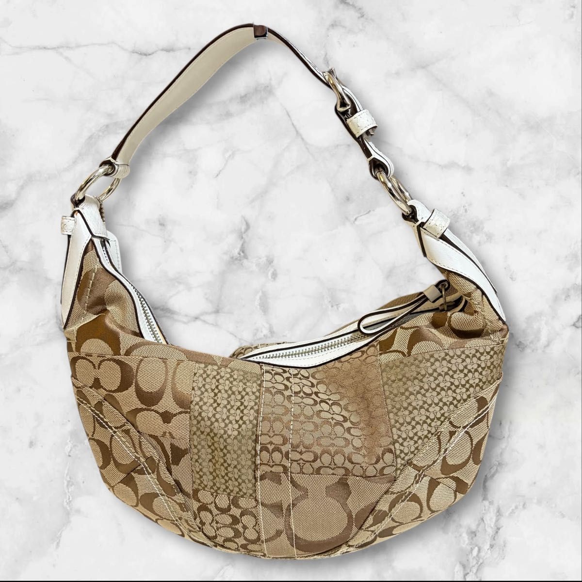Coach Signature Patchwork Half Moon Bag Signature… - image 2