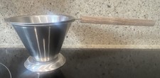 Vintage Denmark Modernist  Tea Strainer With Drip Cup stainlees steel wood