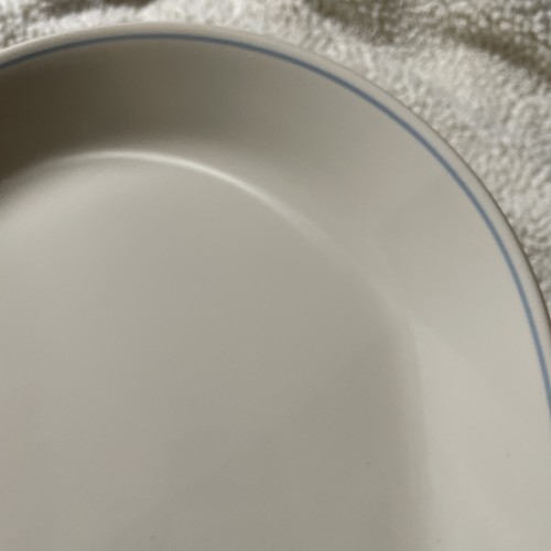 Corelle Blue Lily Oval Serving Platter 12”x 10” Beige With Blue Line Rim - Picture 3 of 5