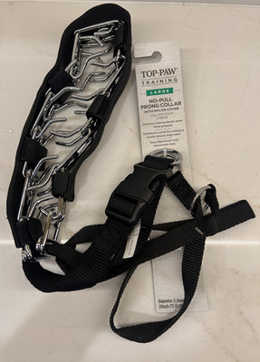 Top Paw No-Pull Prong Collar Large Training Collar With Nylon Cover 