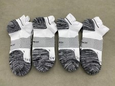 4 Pairs Bombas Size L Men's Honeycomb Running White grey Ankle Socks