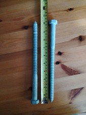 ⚡ 2 x LONG LARGE 10in STEEL COACH SCREWS HEX HEAD LAG BOLTS WOOD HEAVY DUTY 
