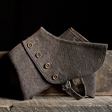 Antique Pair of Brown Wool Felt 4 Button Spats, Vintage Footwear, Lot 1