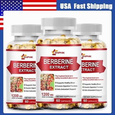 Premium Berberine HCL Extract 1200mg, Healthy Cholesterol, Blood Sugar Support