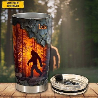 Personalized Bigfoot Tumbler 20oz Stainless Steel Travel Mug Custom Name