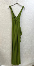 NWT ASOS DESIGN  Plunge Maxi Cross Back Detail Dress- Olive Green, US 12