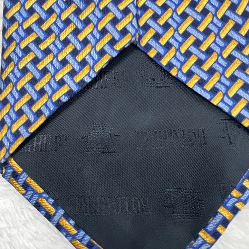 Bolgheri Blue Yellow Geometric Men’s Tie 3.75x58” Silk Made In Italy image 9