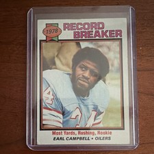 Topps 1979 Earl Campbell #331 Houston Oilers Record Breaker Rookie Card. rookie card picture