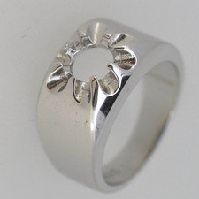 Men's Sterling Silver Semi Mount Ring Setting Round RD 8x8mm Ring Solid