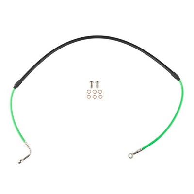 Tusk Front Steel Braided Brake Line Green Kawasaki KX250 1995-2003