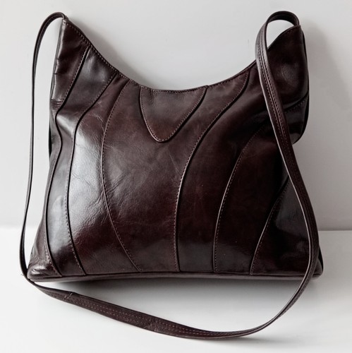 🔥Sirco Vintage Soft Real Leather Shoulder Hand Bag Dark Brownb 28/19/7 Cm