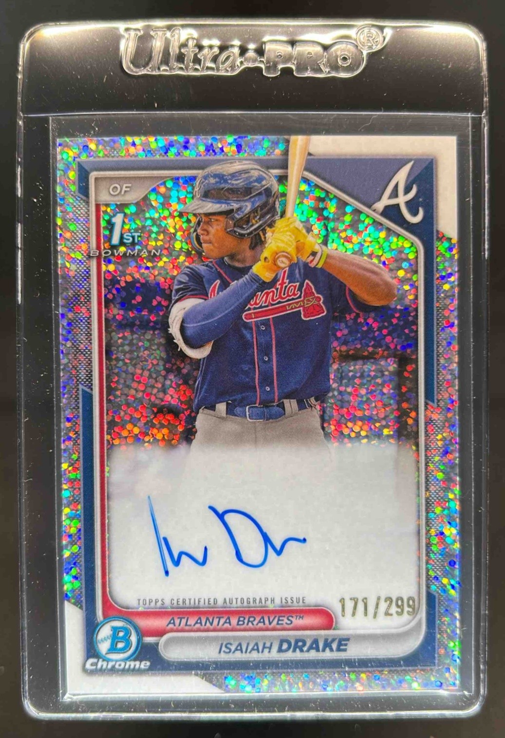 2024 Bowman Isaiah Drake Chrome Auto Speckle Refractor 1st #171/299