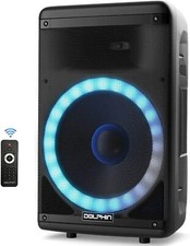 Dolphin SP-1600RBT 15" Portable Party Speaker W/LED Lights Microphone  Remote