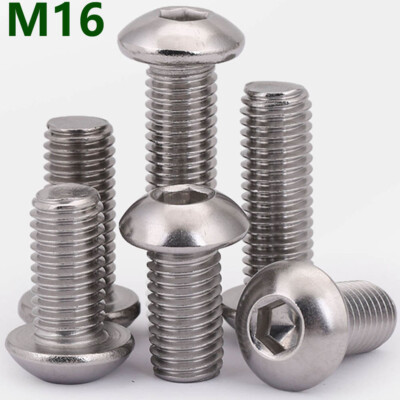 M16 - 2.0 304 A2 Stainless Steel Button Head Allen Hex Socket Head Screws Bolts