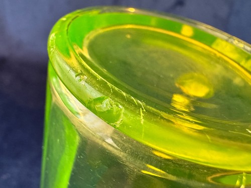 Uranium Glass Vintage Coffee Mug in Vaseline Glass, Early American Fluted Sides - Picture 10 of 16