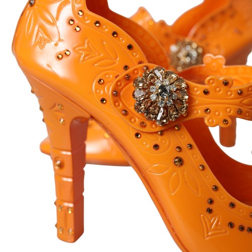 DOLCE & GABBANA Shoes Orange CINDERELLA Floral Crystal Pumps EU39 /US8.5 2300usd - Picture 9 of 10