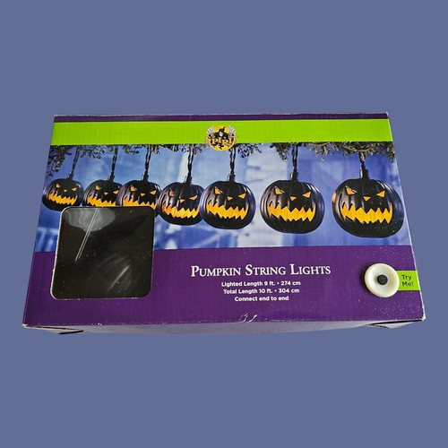 Spirit Halloween Black Pumpkin String Lights 10pc Decoration