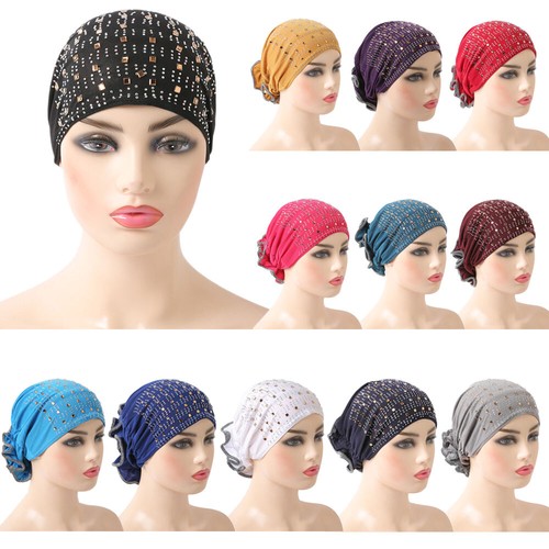 Women Flower Hijab Cap Headwear Muslim 