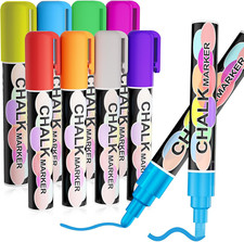 8 Color Liquid Chalk Window Markers for Car Glass Erasable, 10Mm Jumbo Chalk Mar